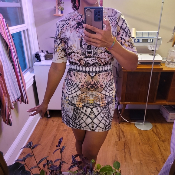 Art Deco Matching Coordinated Crop Top Skirt Set - Aeon - Picture 9 of 11